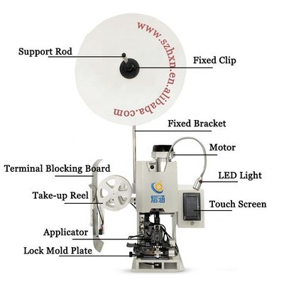 Automatische Cable Wire Terminal Crimping Machine met 0,75 kW motorvermogen en 65 kg gewicht